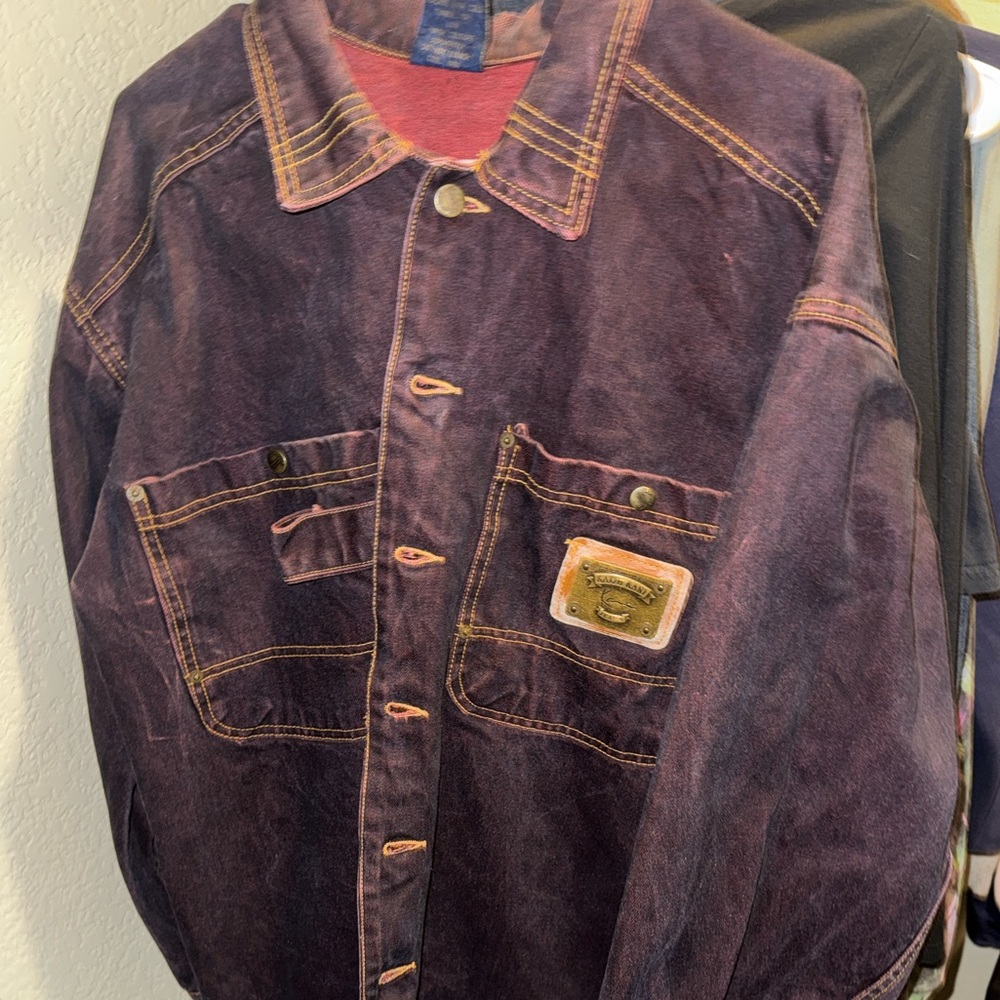*RARE- Vintage 90s Karl Kani Plated Jean Jacket Maroon